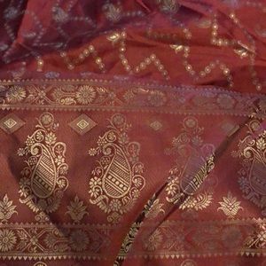 Authentic Sari Red with Gold thread